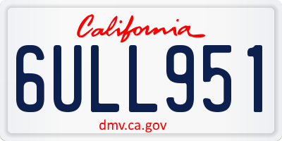 CA license plate 6ULL951