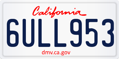 CA license plate 6ULL953