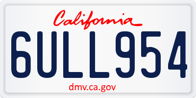 CA license plate 6ULL954