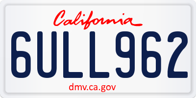 CA license plate 6ULL962