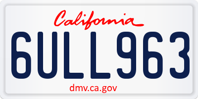 CA license plate 6ULL963