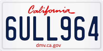 CA license plate 6ULL964