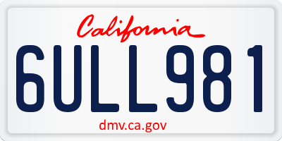 CA license plate 6ULL981
