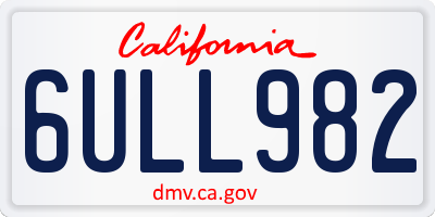 CA license plate 6ULL982