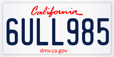 CA license plate 6ULL985