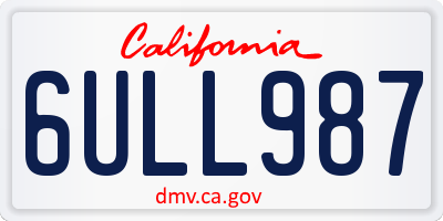 CA license plate 6ULL987