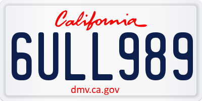 CA license plate 6ULL989