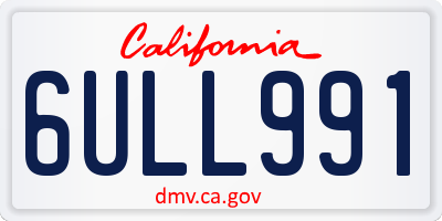 CA license plate 6ULL991