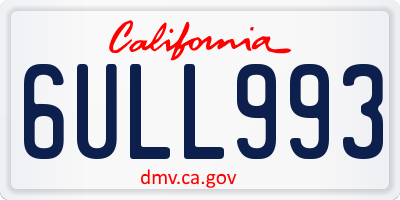 CA license plate 6ULL993