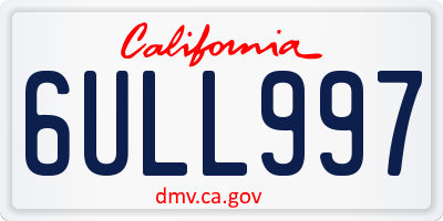 CA license plate 6ULL997