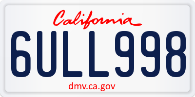 CA license plate 6ULL998