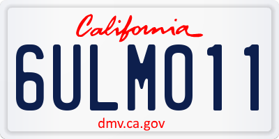 CA license plate 6ULM011