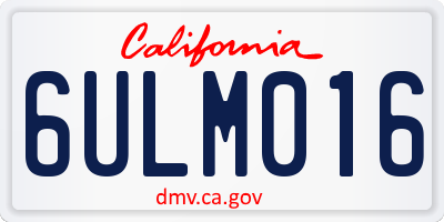 CA license plate 6ULM016