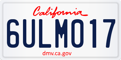 CA license plate 6ULM017