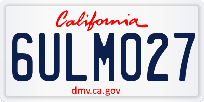 CA license plate 6ULM027