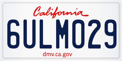 CA license plate 6ULM029
