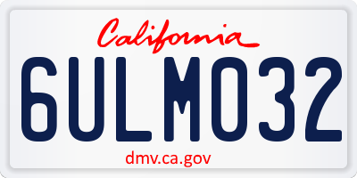 CA license plate 6ULM032