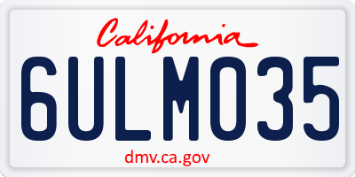 CA license plate 6ULM035