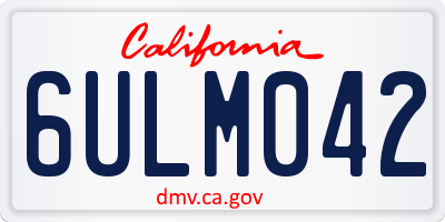 CA license plate 6ULM042