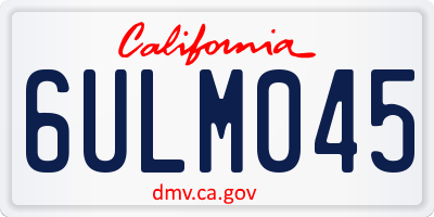 CA license plate 6ULM045
