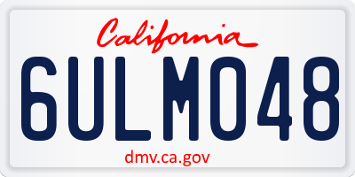 CA license plate 6ULM048