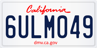 CA license plate 6ULM049