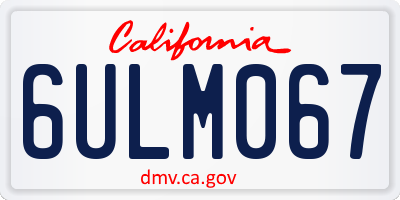 CA license plate 6ULM067