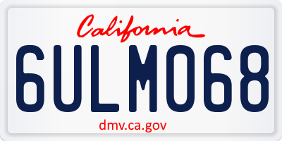 CA license plate 6ULM068