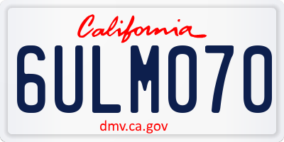CA license plate 6ULM070