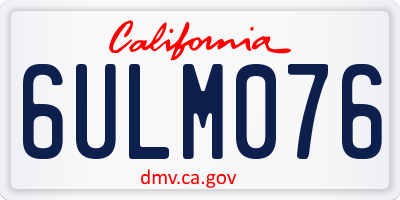 CA license plate 6ULM076