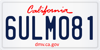 CA license plate 6ULM081