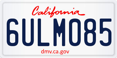 CA license plate 6ULM085
