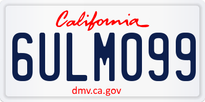 CA license plate 6ULM099