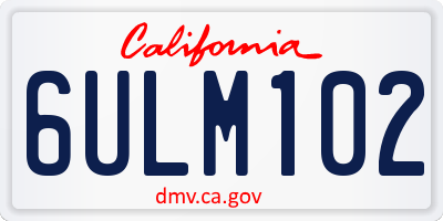 CA license plate 6ULM102
