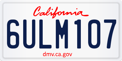 CA license plate 6ULM107