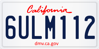 CA license plate 6ULM112