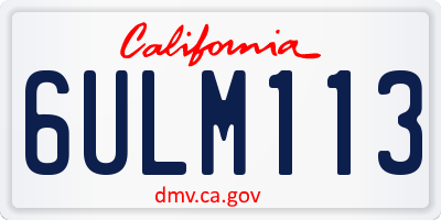 CA license plate 6ULM113