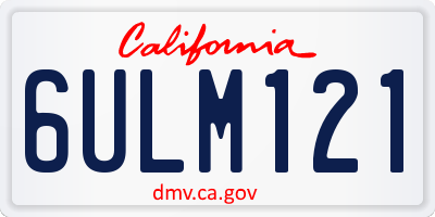 CA license plate 6ULM121