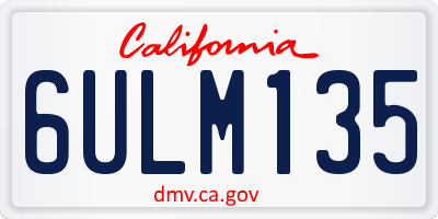 CA license plate 6ULM135