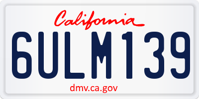 CA license plate 6ULM139