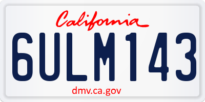 CA license plate 6ULM143
