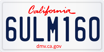 CA license plate 6ULM160