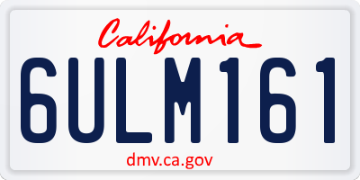 CA license plate 6ULM161