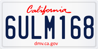 CA license plate 6ULM168