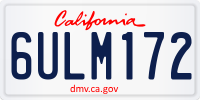 CA license plate 6ULM172