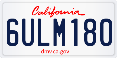 CA license plate 6ULM180