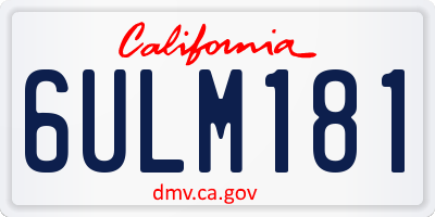 CA license plate 6ULM181