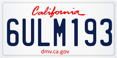CA license plate 6ULM193
