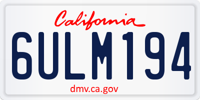 CA license plate 6ULM194
