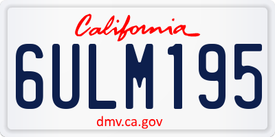 CA license plate 6ULM195